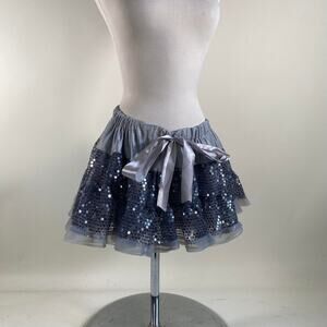grey sequins poofy mini skirt